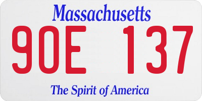 MA license plate 9OE137