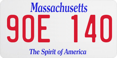MA license plate 9OE140