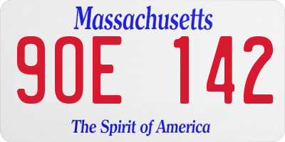 MA license plate 9OE142