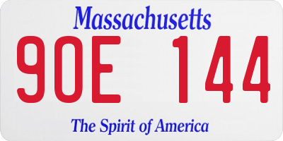 MA license plate 9OE144