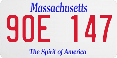 MA license plate 9OE147