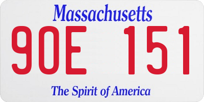 MA license plate 9OE151