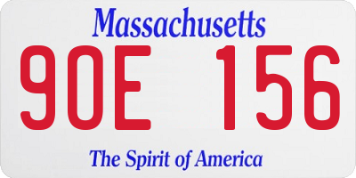 MA license plate 9OE156