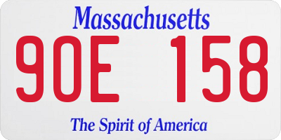 MA license plate 9OE158