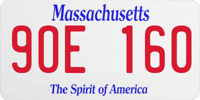 MA license plate 9OE160