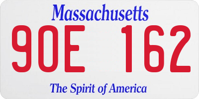 MA license plate 9OE162