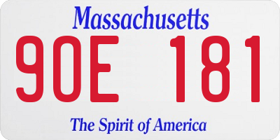 MA license plate 9OE181