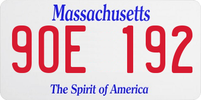 MA license plate 9OE192