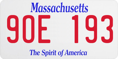 MA license plate 9OE193