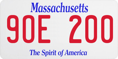 MA license plate 9OE200