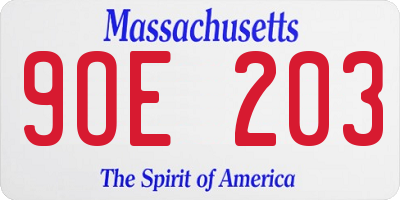 MA license plate 9OE203