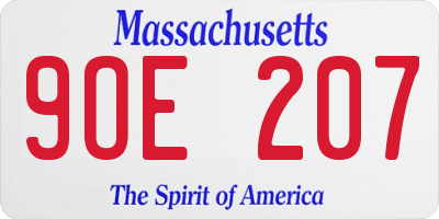 MA license plate 9OE207