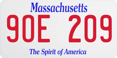 MA license plate 9OE209