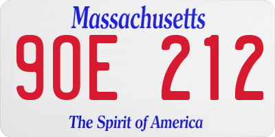 MA license plate 9OE212