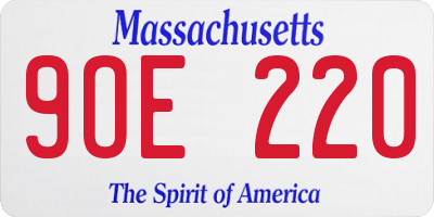 MA license plate 9OE220