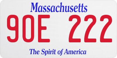 MA license plate 9OE222