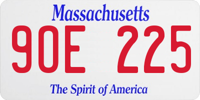 MA license plate 9OE225