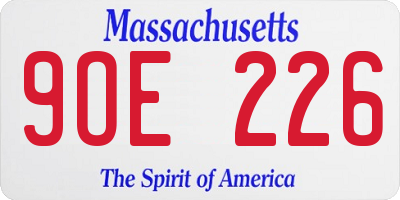 MA license plate 9OE226