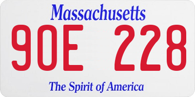 MA license plate 9OE228