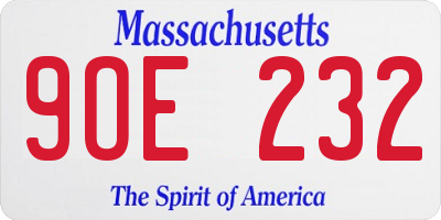 MA license plate 9OE232