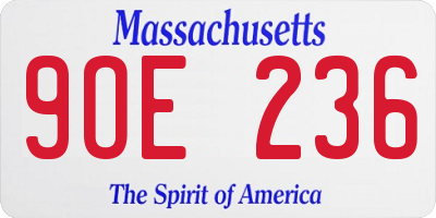 MA license plate 9OE236