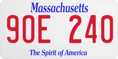 MA license plate 9OE240