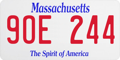 MA license plate 9OE244