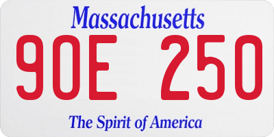 MA license plate 9OE250