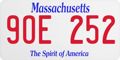 MA license plate 9OE252