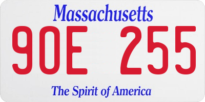 MA license plate 9OE255