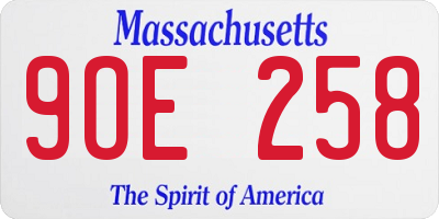MA license plate 9OE258