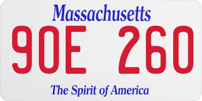 MA license plate 9OE260
