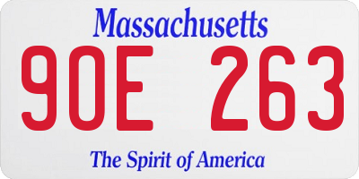 MA license plate 9OE263