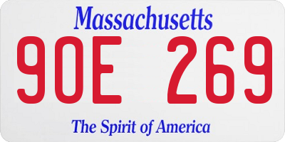 MA license plate 9OE269