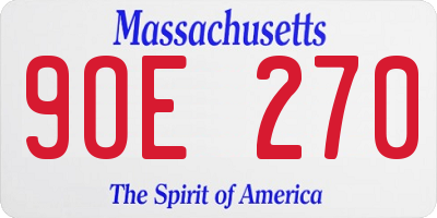 MA license plate 9OE270