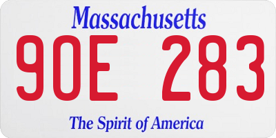 MA license plate 9OE283