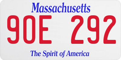MA license plate 9OE292