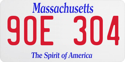 MA license plate 9OE304