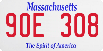 MA license plate 9OE308
