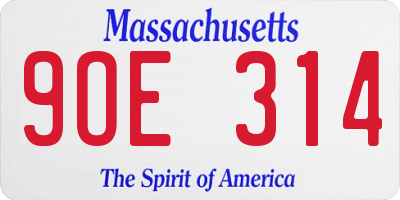 MA license plate 9OE314
