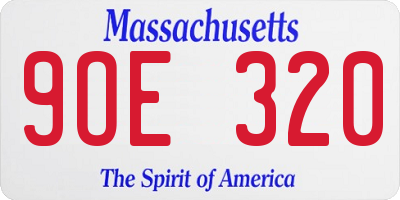 MA license plate 9OE320