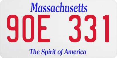 MA license plate 9OE331
