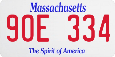 MA license plate 9OE334