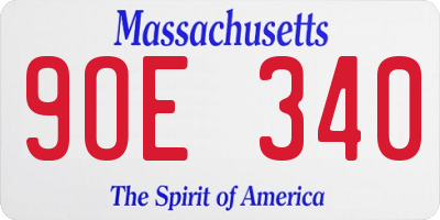 MA license plate 9OE340