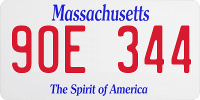 MA license plate 9OE344