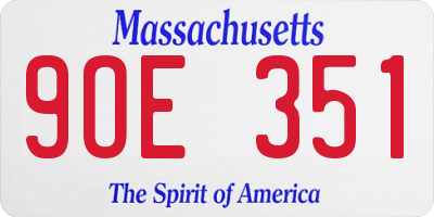 MA license plate 9OE351