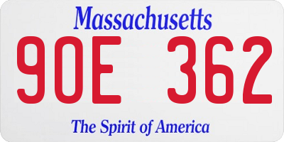 MA license plate 9OE362