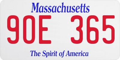 MA license plate 9OE365
