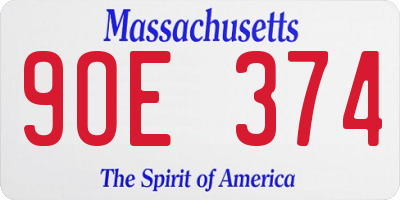 MA license plate 9OE374