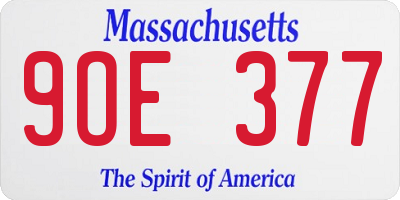 MA license plate 9OE377